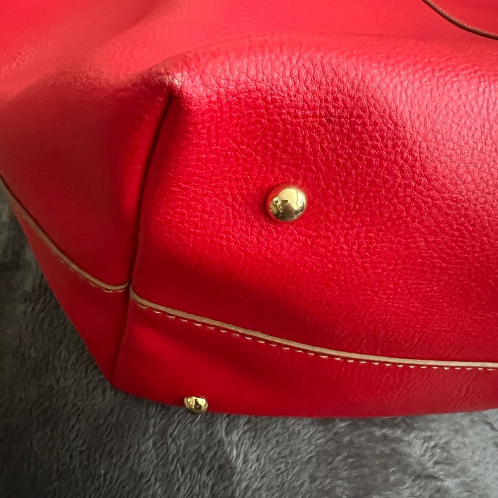 Classic Lauren Ralph Lauren Red/Beige Leather Tote Bag. - Picture 14 of 16